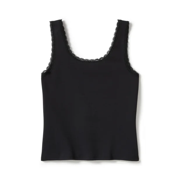 Rose &amp; Thorn Bling Lace Trim Tank 