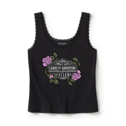 Rose &amp; Thorn Bling Lace Trim Tank 