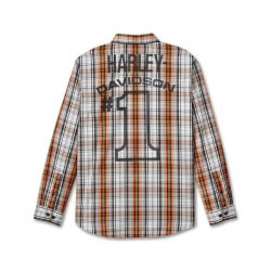 Shirt woven orange plaid