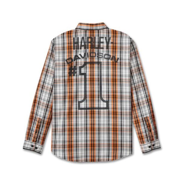Shirt woven orange plaid