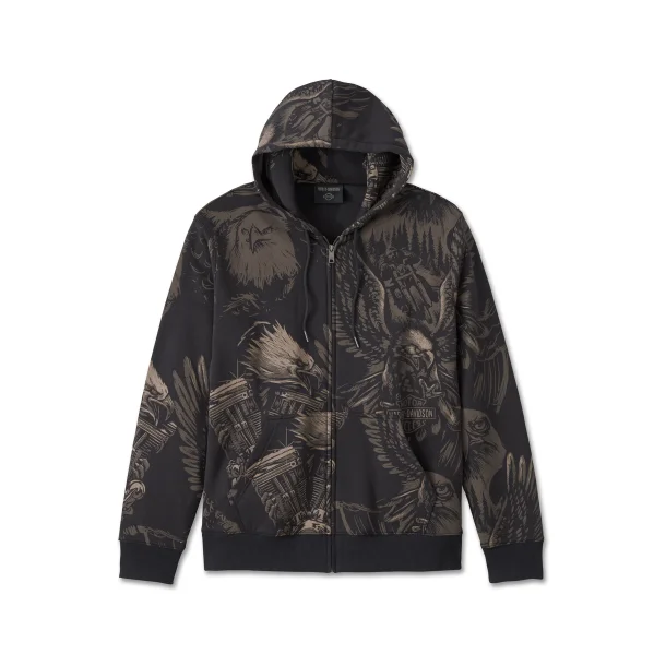 Men's Shadow Bird Zip-Up Hoodie