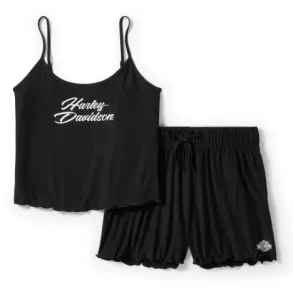 Harley-Davidson womens Pajama Short Set Lettuce Trim black