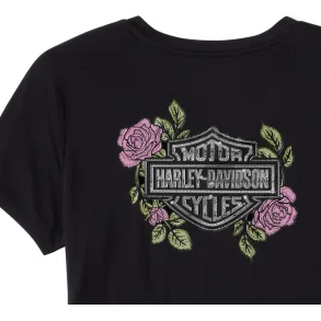 Rose & Thorn Bling V Neck Tee 