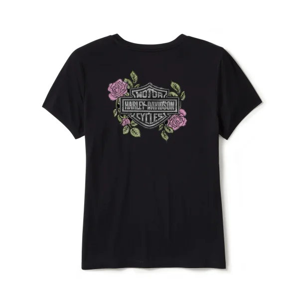 Rose &amp; Thorn Bling V Neck Tee 
