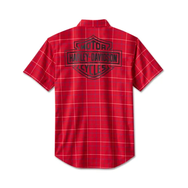 Bar &amp; Shield Short Sleeve Shirt - Red Plaid