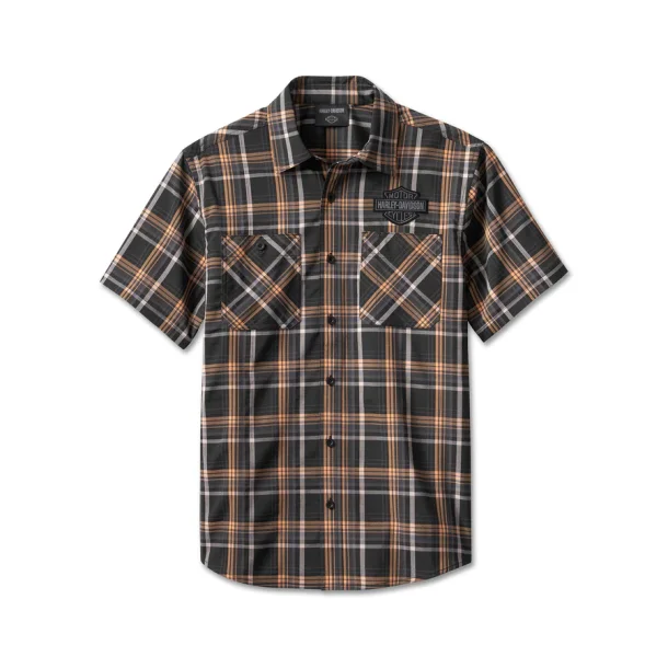 SHIRT WOVEN TAN PLAID 