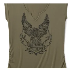 Bling H-D� Born to Fly Notch Neck Muscle Tee - Grape Leaf