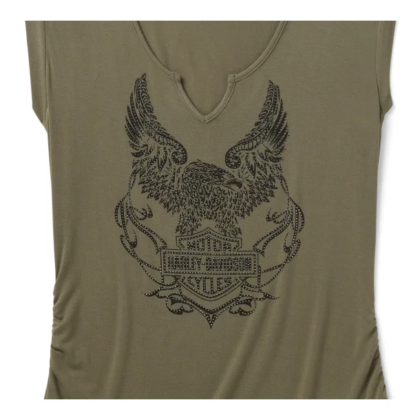 Bling H-D� Born to Fly Notch Neck Muscle Tee - Grape Leaf