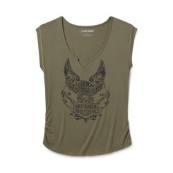 Bling H-D� Born to Fly Notch Neck Muscle Tee - Grape Leaf
