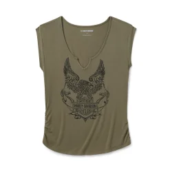 Bling H-D� Born to Fly Notch Neck Muscle Tee - Grape Leaf