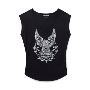Bling H-D� Born to Fly Notch Neck Muscle Tee 