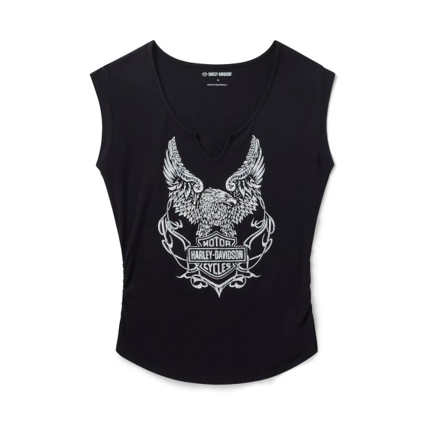 Bling H-D� Born to Fly Notch Neck Muscle Tee 