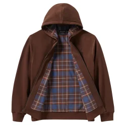 Zip Hoodie Plaid Lined braun