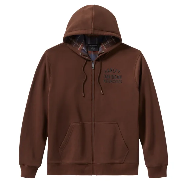 Zip Hoodie Plaid Lined braun