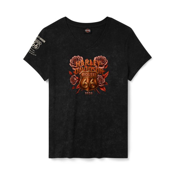 Women's H-D Route 66 Foil Legendary Short Sleeve V-Neck Tee