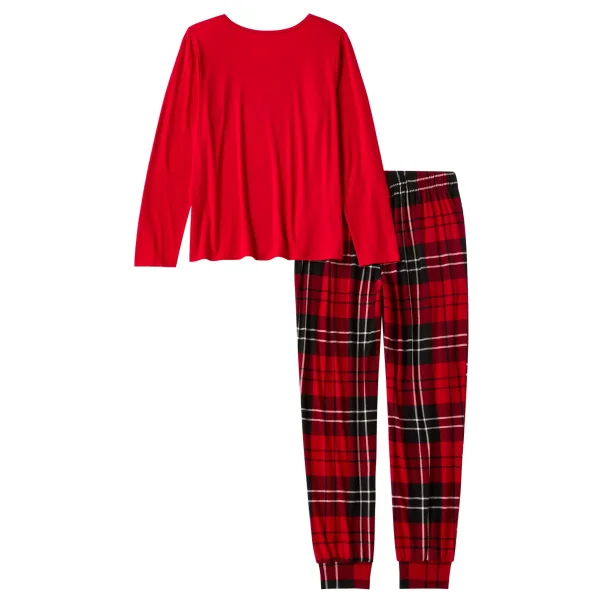Pajama Set Bar &amp; Shield Plaid -Red