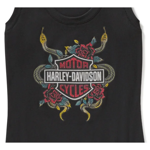 Serpent Rose Bling Ribbed Tank