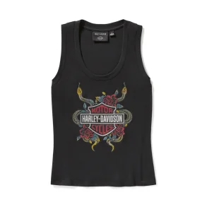Serpent Rose Bling Ribbed Tank