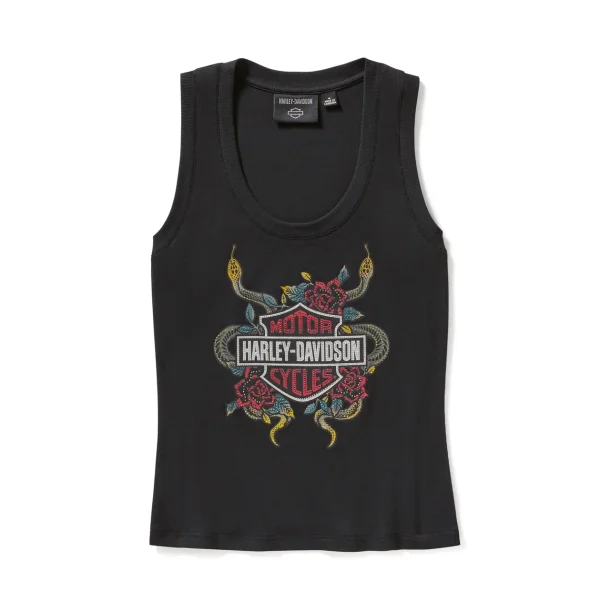 Serpent Rose Bling Ribbed Tank