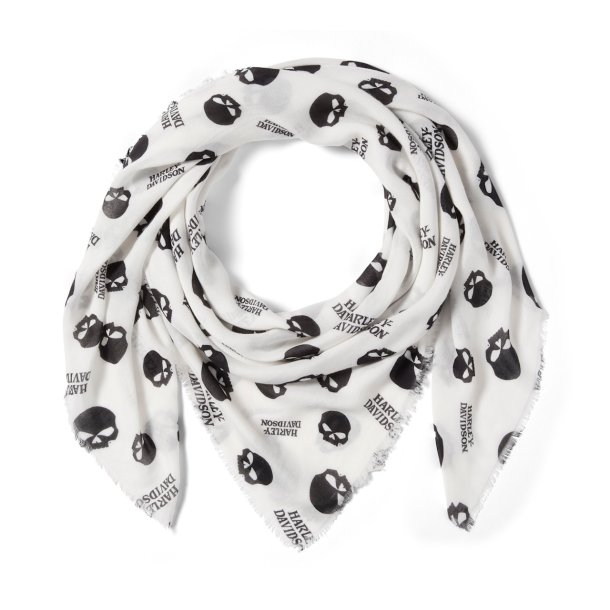 Willie G Skull Shawl - Cloud Dancer &amp; Black