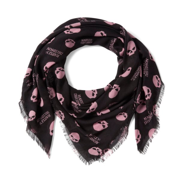 Willie G Skull Shawl - Black &amp; Nostalgia Rose