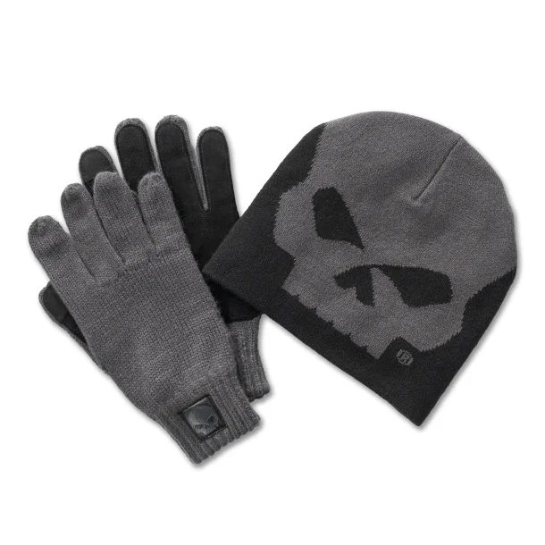 Willie G Skull Beanie and Glove Gift Set 