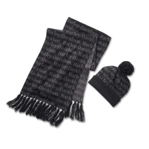 Women's Harley-Davidson Beanie and Scarf Gift Set - Harley Black