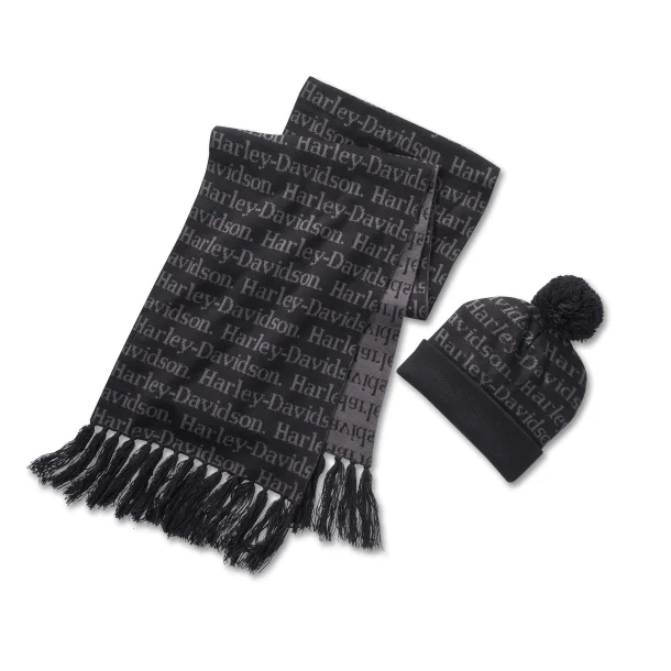 Women's Harley-Davidson Beanie and Scarf Gift Set - Harley Black