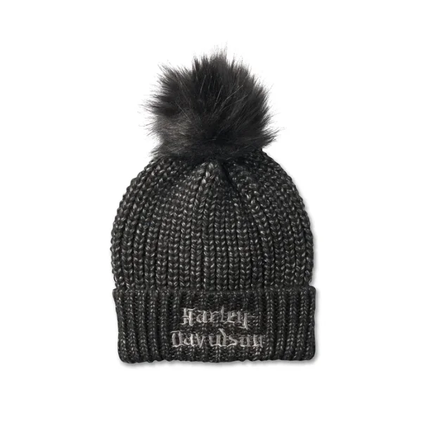 Women's Old English Pom Beanie - Harley Black