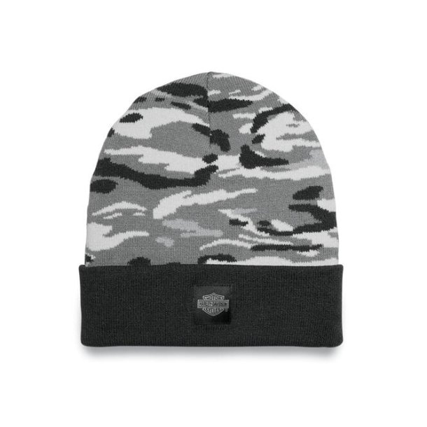 KNIT HAT GREY CAMO