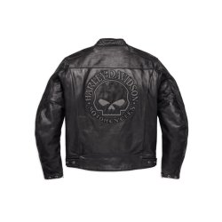 CE JACKET-LEA,REFLECTIVE SKULL,BLACK