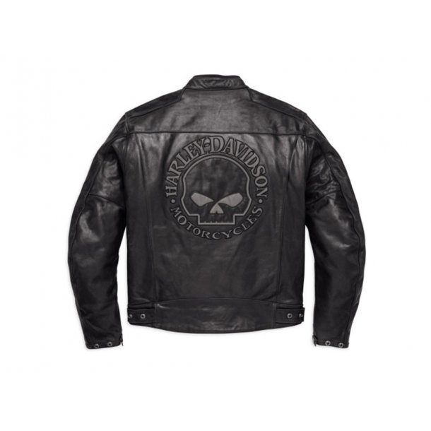 CE JACKET-LEA,REFLECTIVE SKULL,BLACK