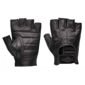 Men's Perforated Bar & Shield Fingerless Gloves