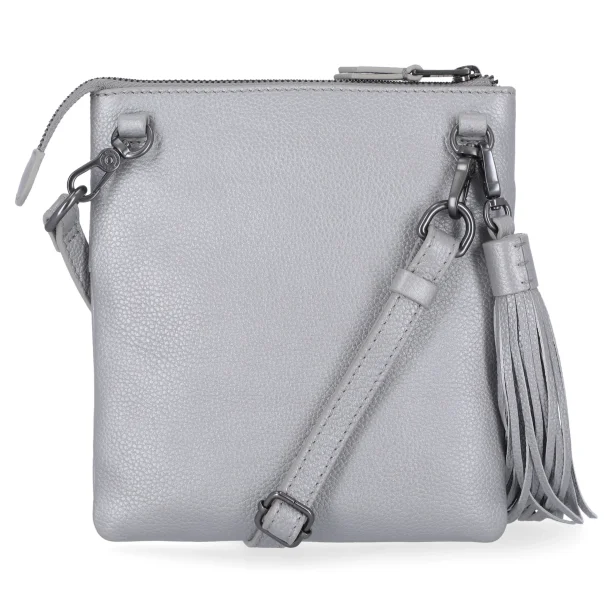 Leather Crossbody Bag Silvergrey