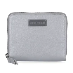 Leather Small Zip Around Wallet in Silvergray