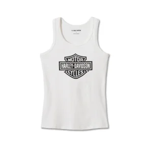 Women's Bar & Shield Tank -  White