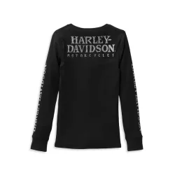 Women's Skull Snap Front Long Sleeve Henley