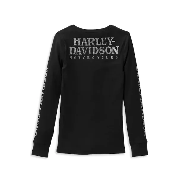 Women's Skull Snap Front Long Sleeve Henley