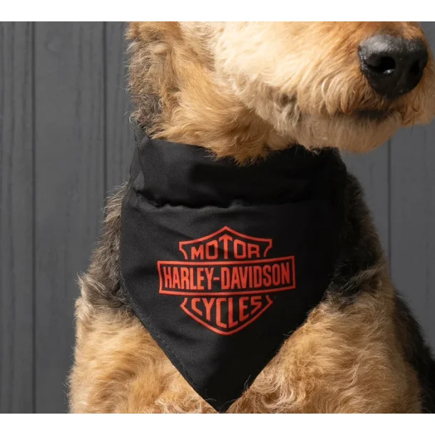 H-D BLACK B&S PET BANDANA -SM/MED