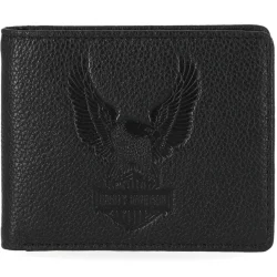 Up-Wing Eagle Leather Billfold Wallet, Black