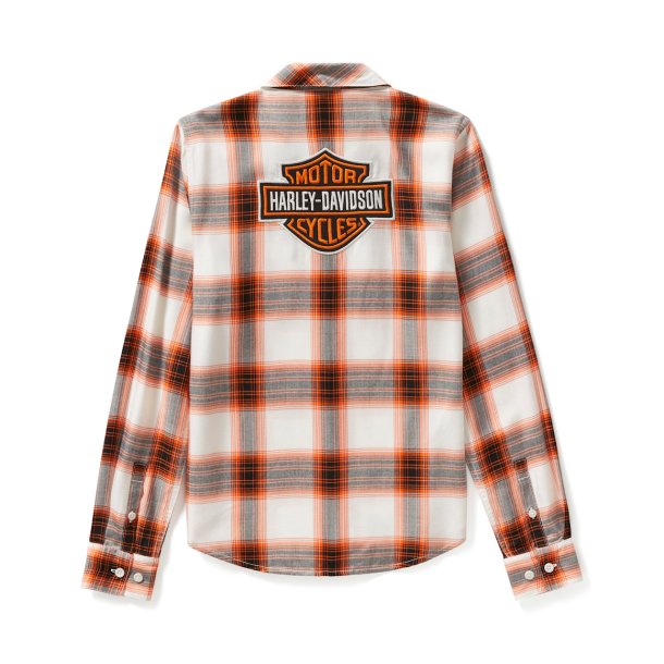 B&S L/S Shirt - Cloud Dancer &amp; Harley Orange