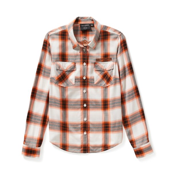 B&S L/S Shirt - Cloud Dancer &amp; Harley Orange