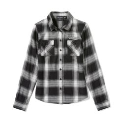 Ladies Bar &amp; Shield Woven Plaid Long Sleeve 