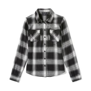 Ladies Bar & Shield Woven Plaid Long Sleeve 