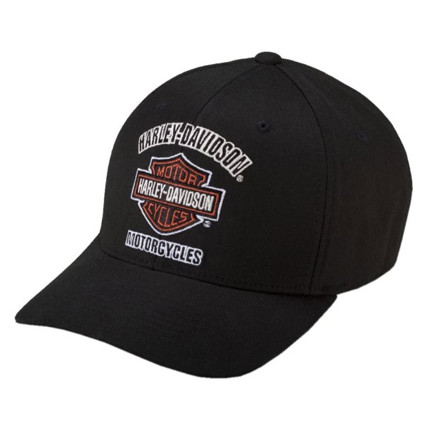 Harley-Davidson Men's Traditional Logo Stretch Cap Hat, Black