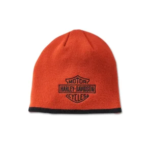 Bar & Shield Knit Beanie - Vintage Orange
