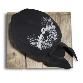 Women's Rhinestone Wing Skull Cap