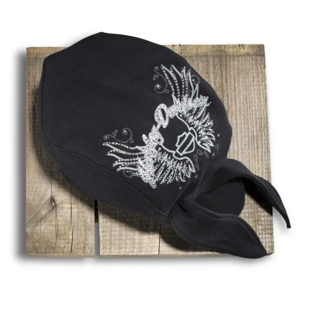 Women's Rhinestone Wing Skull Cap