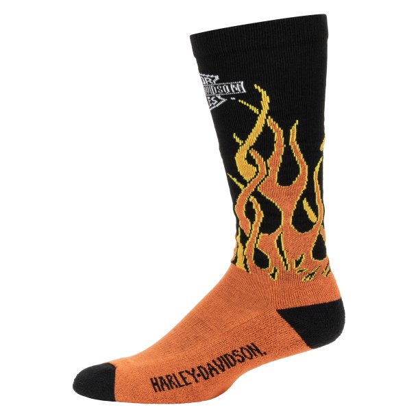 H-D FLAMES MID CALF SOCK STR. L