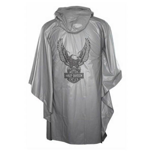 Harley-Davidson Up-Winged Eagle Waterproof Vinyl PVC Rain Poncho, Gray